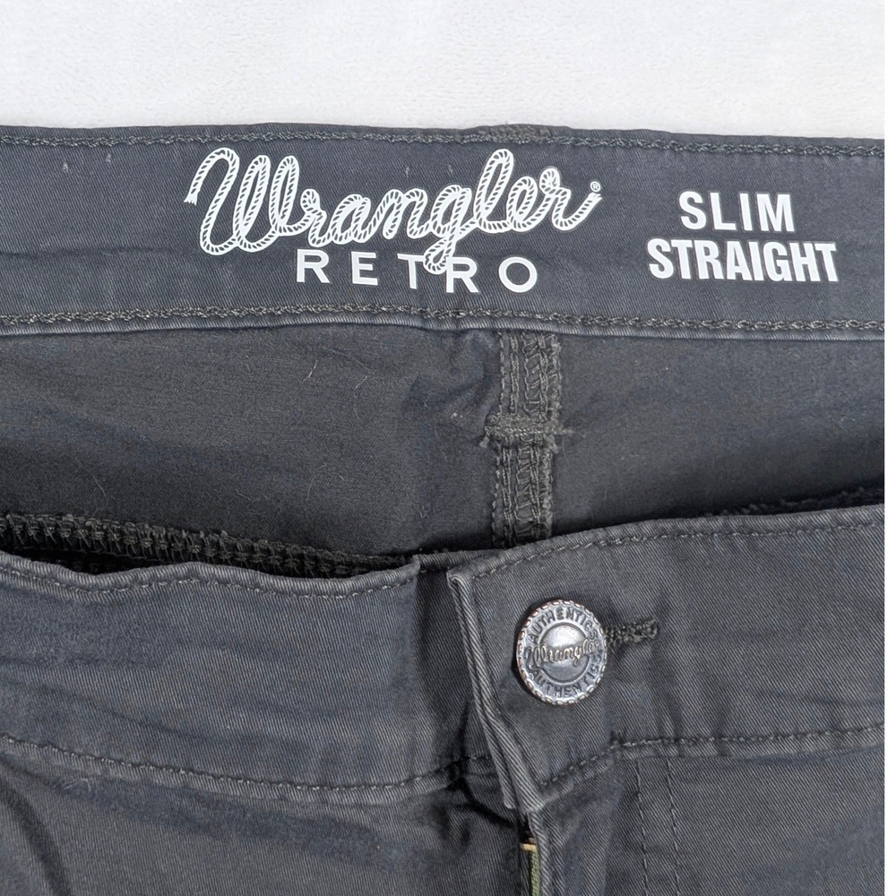 Wrangler Retro Slim Straight Charcoal Gray Pants 40x34 Fits 41 Mens Stretch - Picture 6 of 11